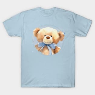 Cute Baby Boy Teddy Bear With A Blue Bowtie T-Shirt